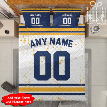 Custom Quilt Sets Buffalo Jersey Personalized Ice hockey Premium Quilt Bedding for Men Women